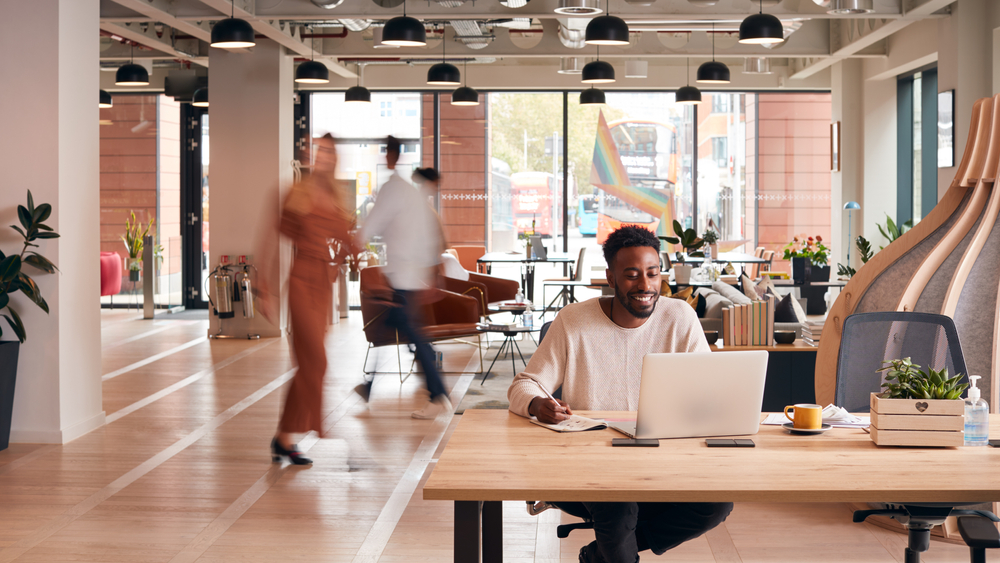 Modern office with people working
