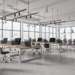 Modern office with collaborative workspace design