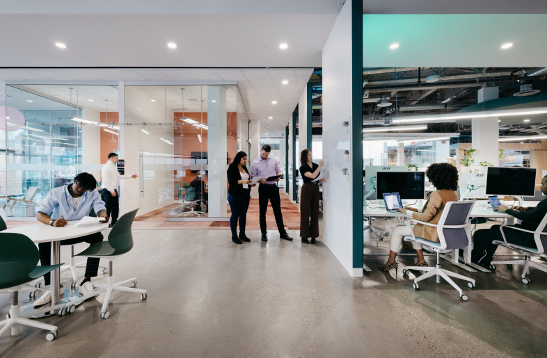 What is a collaboration hub? a group of people in an office