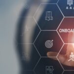 Businessman selecting onboarding process icon