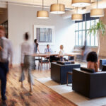 Modern office with people working