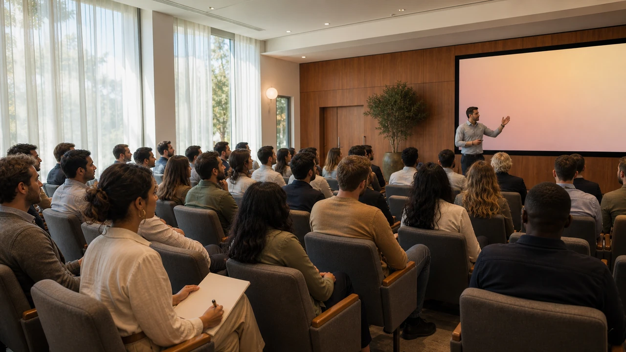 Auditorium in Budva set up theatre-style for a business conference in Montenegro
