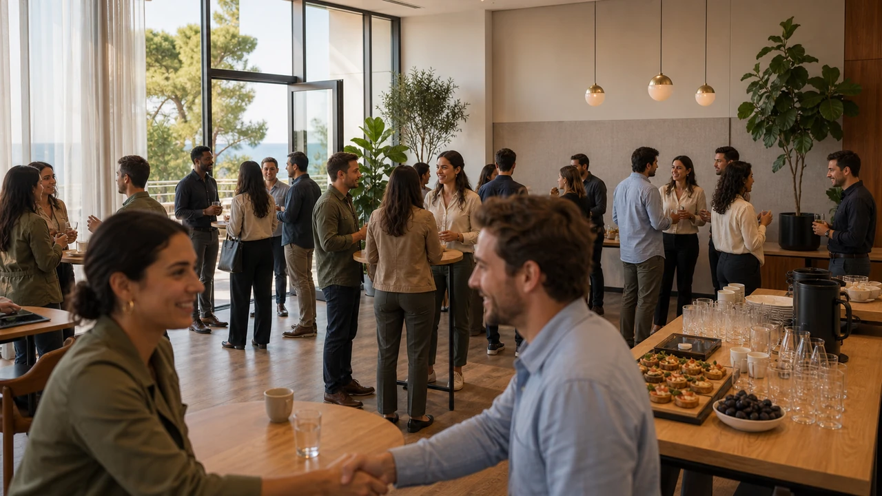 Networking reception during a corporate event at an event space in Budva, Montenegro