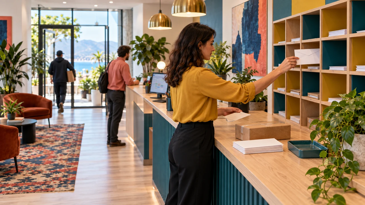 Reception handling incoming business mail for companies registered at a Budva coworking address