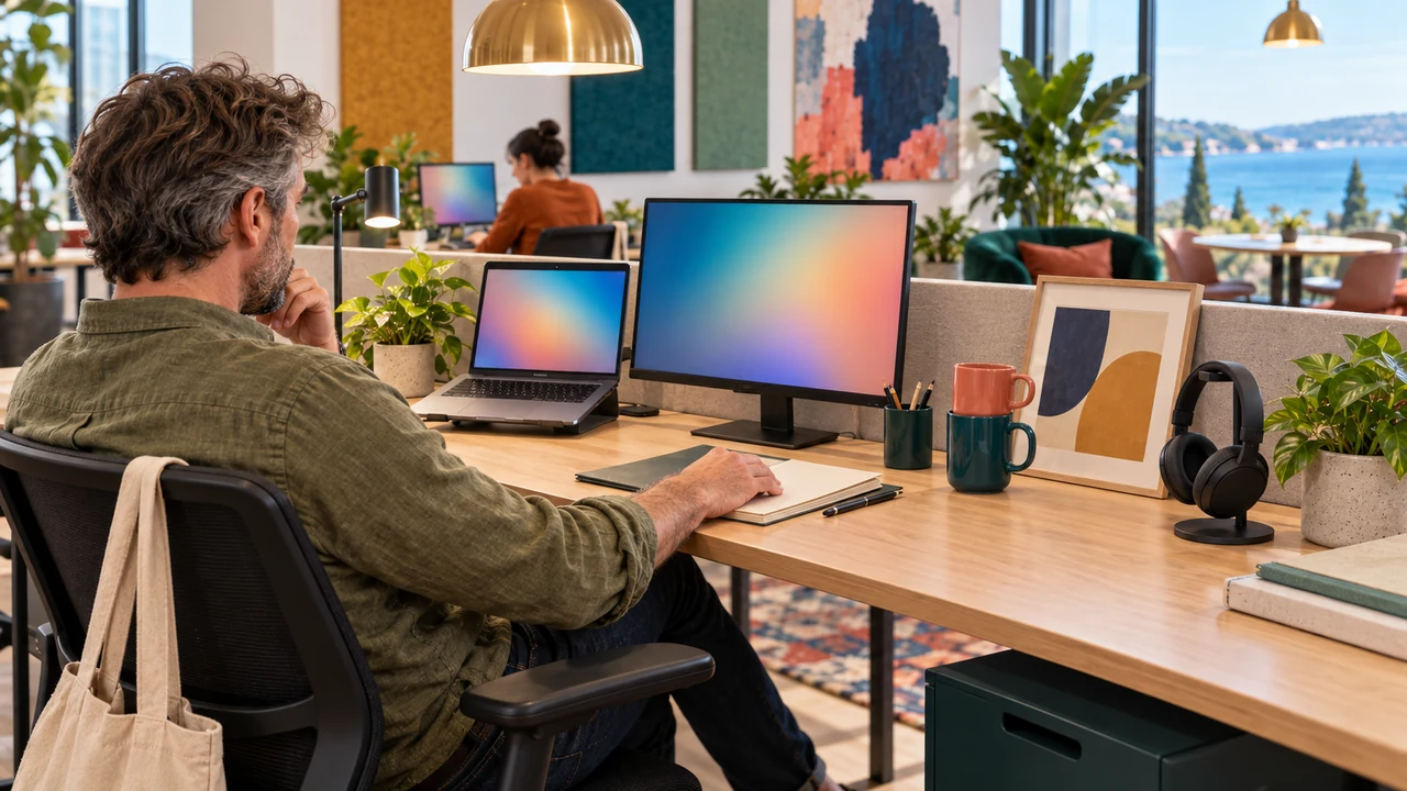 Remote worker with a residence permit working from a coworking space in Budva, Montenegro